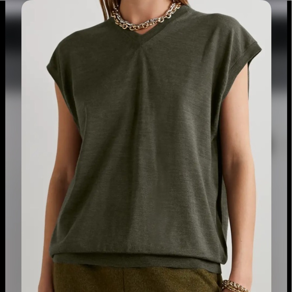 The Row 100% Merino Wool Vest Down Top Deep Moss s2. - Picture 2 of 16